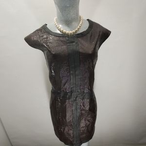 Mark. Faux Leather Brown and Black Mini Dress XXL